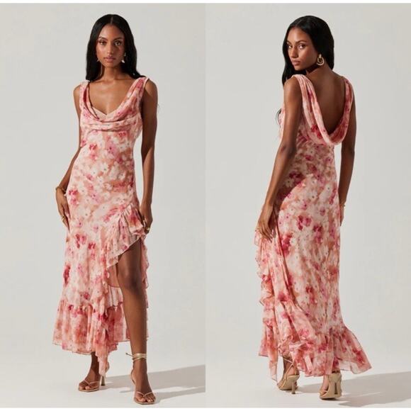 ASTR The Label The Cecilia Dress in Mauve Pink Floral Size S - Picture 2 of 5